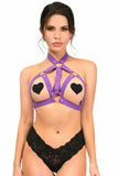 Dark Purple Stretchy Body Harness w/Gold Hardware - Daisy Corsets - Flyclothing LLC
