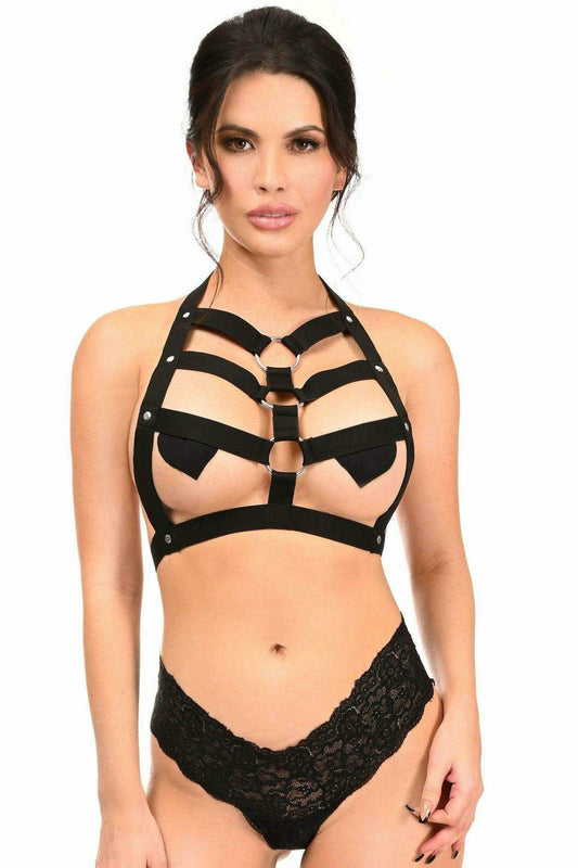 Black Stretchy Body Harness w/Silver Hardware - Daisy Corsets - Flyclothing LLC