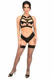 Black Stretchy Body Harness w/Gold Hardware - Daisy Corsets - Flyclothing LLC