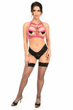 Hot Pink Stretchy Body Harness w/Gold Hardware - Daisy Corsets - Flyclothing LLC