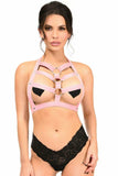 Lt Pink Stretchy Body Harness w/Silver Hardware - Daisy Corsets - Flyclothing LLC