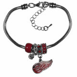 Detroit Red Wings® Euro Bead Bracelet - Siskiyou Buckle - Flyclothing LLC