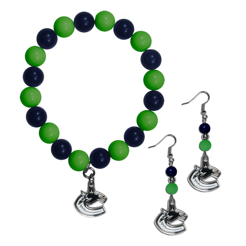 Vancouver Canucks® Fan Bead Earrings and Bracelet Set - Siskiyou Buckle - Flyclothing LLC