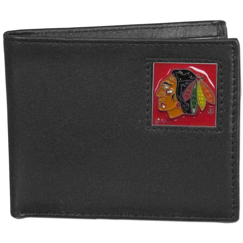 Chicago Blackhawks® Leather Bi-fold Wallet Packaged in Gift Box - Siskiyou Buckle - Flyclothing LLC