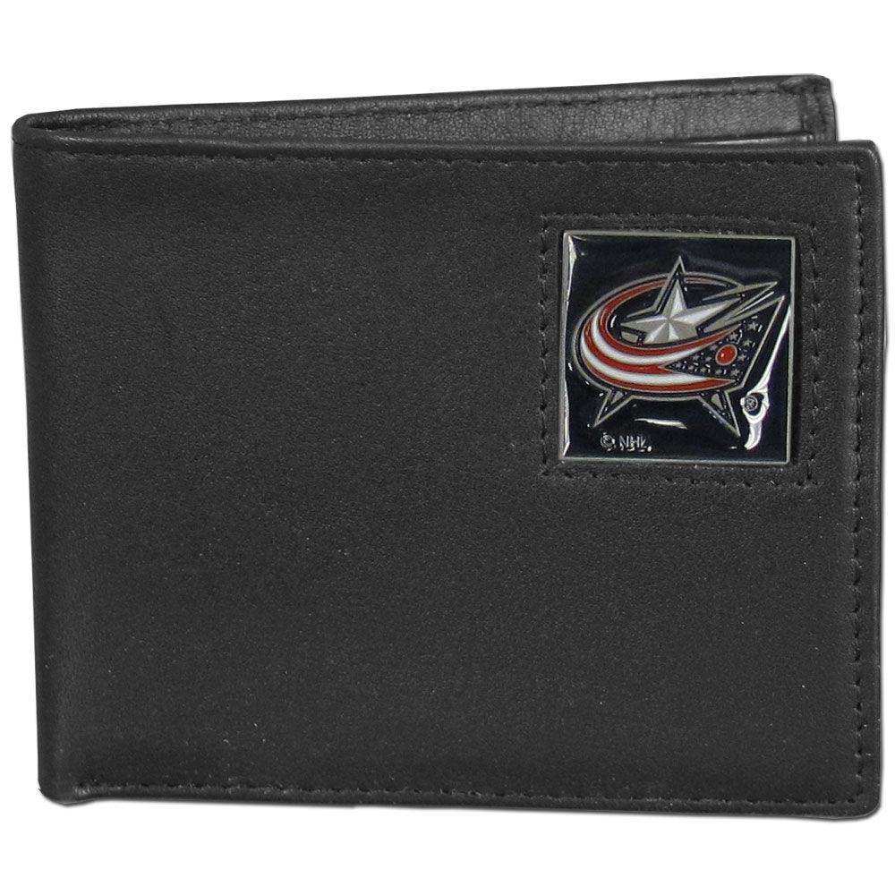 Columbus Blue Jackets® Leather Bi-fold Wallet Packaged in Gift Box - Siskiyou Buckle - Flyclothing LLC