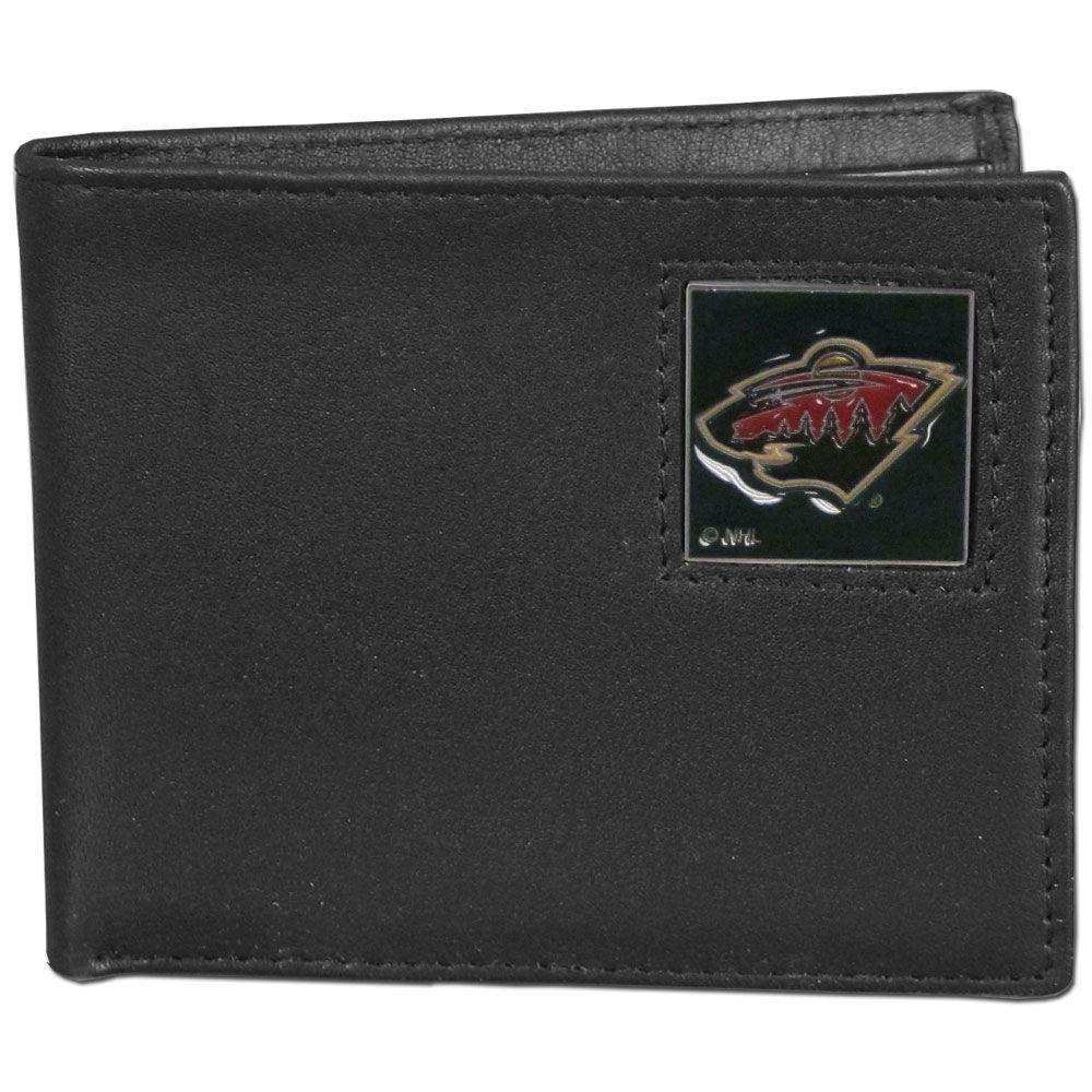 Minnesota Wild® Leather Bi-fold Wallet Packaged in Gift Box - Siskiyou Buckle - Flyclothing LLC