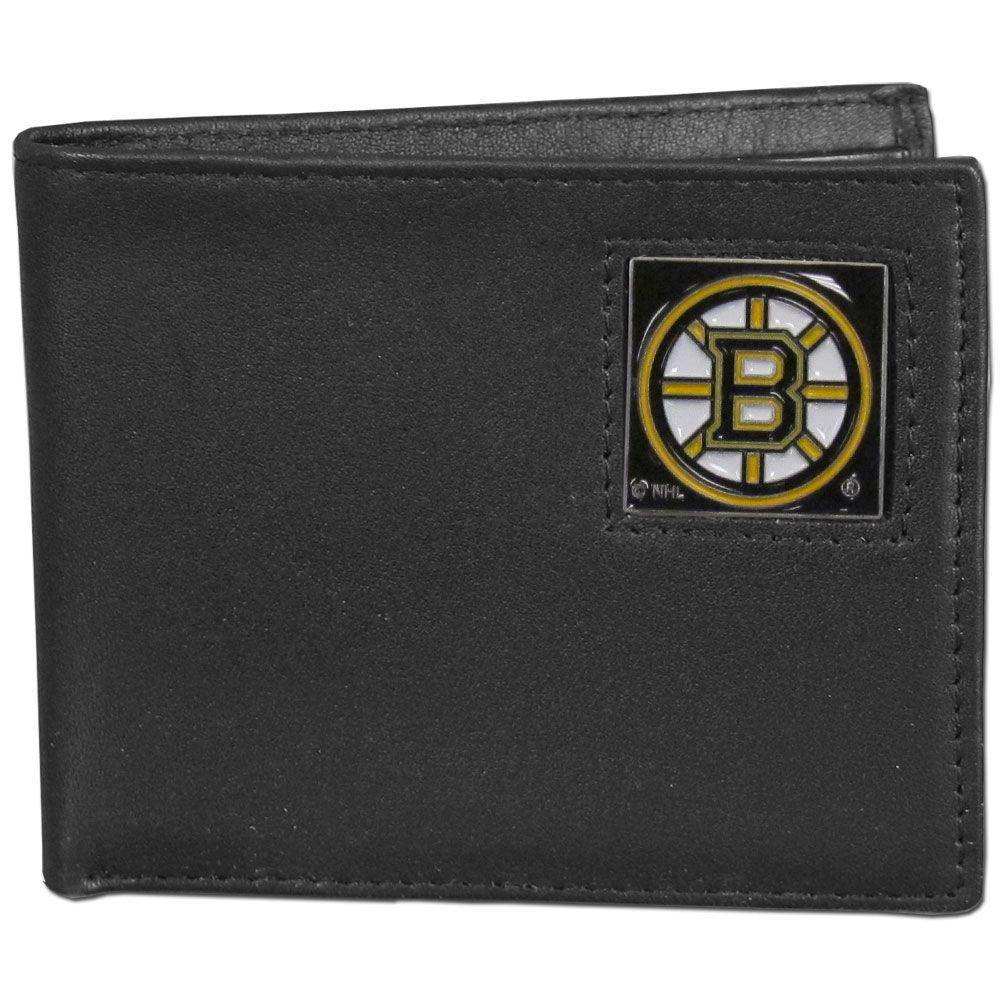 Boston Bruins® Leather Bi-fold Wallet Packaged in Gift Box - Siskiyou Buckle - Flyclothing LLC