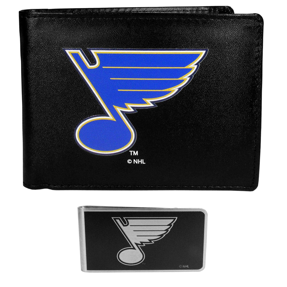 St. Louis Blues Bi-fold Wallet & Black Money Clip - Siskiyou Buckle - Flyclothing LLC