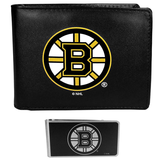 Boston Bruins Bi-fold Wallet & Black Money Clip - Flyclothing LLC