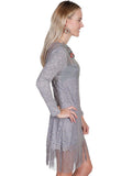Scully GREY LACE/FRINGE DRESS W/KNIT SLEEVES - Scully Leather - Flyclothing LLC