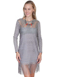 Scully GREY LACE/FRINGE DRESS W/KNIT SLEEVES - Scully Leather - Flyclothing LLC