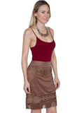 Scully CHOCOLATE MICROFIBER SHORT SKIRT W/FRINGE EMB. - Scully Leather - Flyclothing LLC