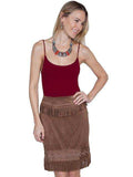 Scully CHOCOLATE MICROFIBER SHORT SKIRT W/FRINGE EMB. - Scully Leather - Flyclothing LLC