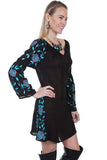 Scully BLACK L/S EMBROIDERED DRESS - Scully Leather - Flyclothing LLC