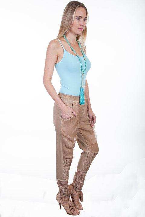 Scully SAND CHIFFON PANEL/LACE BOTTOM PANTS - Scully Leather - Flyclothing LLC