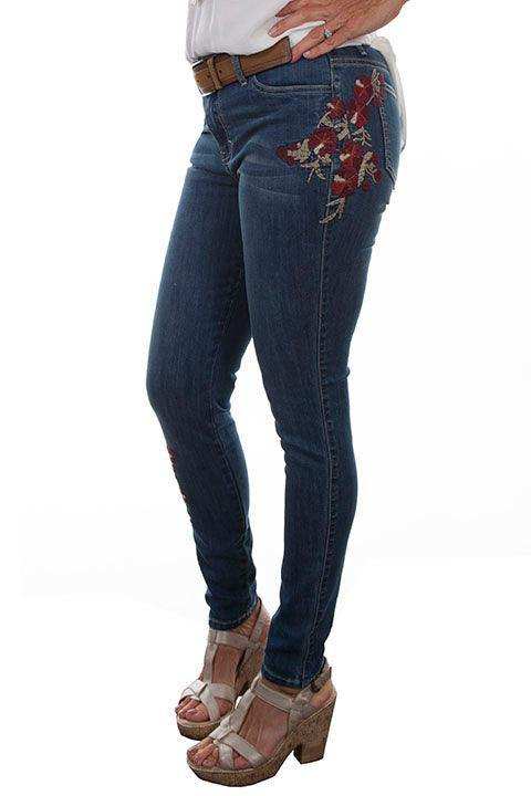 Scully DENIM FLORAL EMBROIDERED JEANS - Scully Leather - Flyclothing LLC