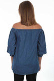 Scully BLUE CABBAGE SLEEVE BLOUSE - Scully Leather - Flyclothing LLC