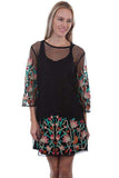 Scully BLACK 2 PC MESH EMB. DRESS W/TANK LINER - Scully Leather - Flyclothing LLC