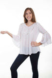 Scully IVORY HI/LO BLOUSE W/CROCHET LACE INSETS - Scully Leather - Flyclothing LLC