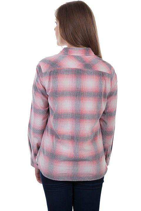 Scully PINK-CREAM LADIES CORDUROY PLAID BLOUSE - Scully Leather - Flyclothing LLC