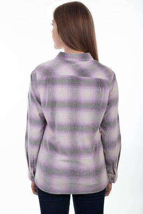 Scully PURPLE-CREAM LADIES CORDUROY PLAID BLOUSE - Scully Leather - Flyclothing LLC