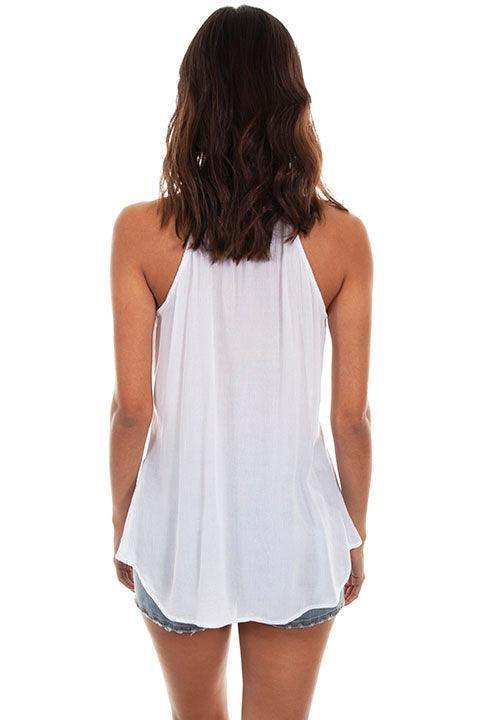 Scully WHITE TIE FRONT EMB.RICK RACK TANK - Scully Leather - Flyclothing LLC