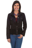 Scully BLACK DENIM JKT W/GEORGETTE RUFFLE - Scully Leather - Flyclothing LLC
