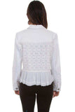 Scully WHITE DENIM JKT W/GEORGETTE RUFFLE - Scully Leather - Flyclothing LLC