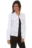 Scully WHITE DENIM JKT W/GEORGETTE RUFFLE - Scully Leather - Flyclothing LLC