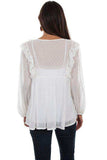 Scully IVORY SWISS DOT BLOUSE W/RUFFLE YOKE DETAI - Scully Leather - Flyclothing LLC