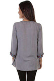 Scully GREY PULL OVER SCOOP NECK BLOUSE W/EMB - Scully Leather - Flyclothing LLC