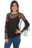Scully BLACK 2 PC. SWISS DOT TOP W/TRIPLE RUFFLE - Scully Leather - Flyclothing LLC
