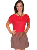Scully BROWN SHORT SKIRT W/STRIPE WAISTBAND - Scully Leather - Flyclothing LLC