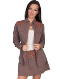 Scully BROWN BLOUSE W/STRIPE YOKE - Scully Leather - Flyclothing LLC
