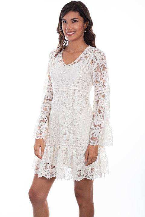 Scully IVORY LACE DRESS W/FLARE SLEEVES - Scully Leather - Flyclothing LLC