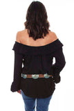 Scully BLACK RUFFLE OFF/ON SHOULDER BLOUSE - Scully Leather - Flyclothing LLC
