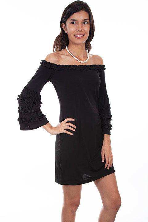 Scully BLACK DRESS W/RUFFLE DETAIL - Scully Leather - Flyclothing LLC