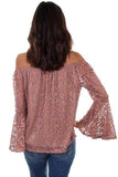 Scully MAUVE LACE TOP W/RUFFLE - Scully Leather - Flyclothing LLC
