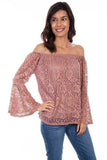 Scully MAUVE LACE TOP W/RUFFLE - Scully Leather - Flyclothing LLC