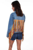 Scully DENIM JACKET W/COLORFUL FRINGE - Scully Leather - Flyclothing LLC