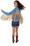 Scully DENIM JACKET W/COLORFUL FRINGE - Scully Leather - Flyclothing LLC
