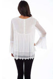 Scully IVORY CROCHET FRONT BABY DOLL BLOUSE - Scully Leather - Flyclothing LLC