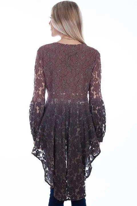 Scully COCOA HI/LO SURPLICE TOP W/BALLOON SLEEVES - Scully Leather - Flyclothing LLC