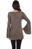 Scully OLIVE APPLIQUE EMB. V-NECK TUNIC BELL SLV - Scully Leather - Flyclothing LLC