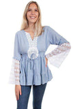 Scully WEDGEWOOD BLUE DREAM CATCHER BLOUSE - Scully Leather - Flyclothing LLC