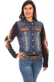 Scully DENIM AZTEC EMB. SWEATER SLEEVE JACKET - Scully Leather - Flyclothing LLC