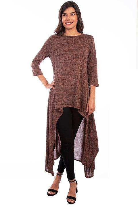 Scully MOCHA HI/LO DRAPE PULL OVER TOP - Scully Leather - Flyclothing LLC