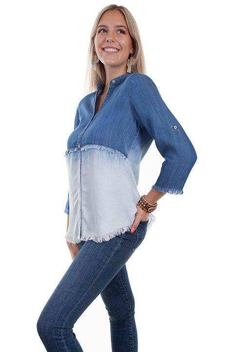 Scully DENIM DIP DYE BUTTON DOWN BLOUSE - Scully Leather - Flyclothing LLC