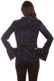 Scully BLACK-BLUE WASHED TIE DIE BLOUSE W/RUFFLE SLVES - Scully Leather - Flyclothing LLC
