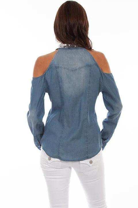 Scully DENIM OPEN SHOULDER TOP - Scully Leather - Flyclothing LLC